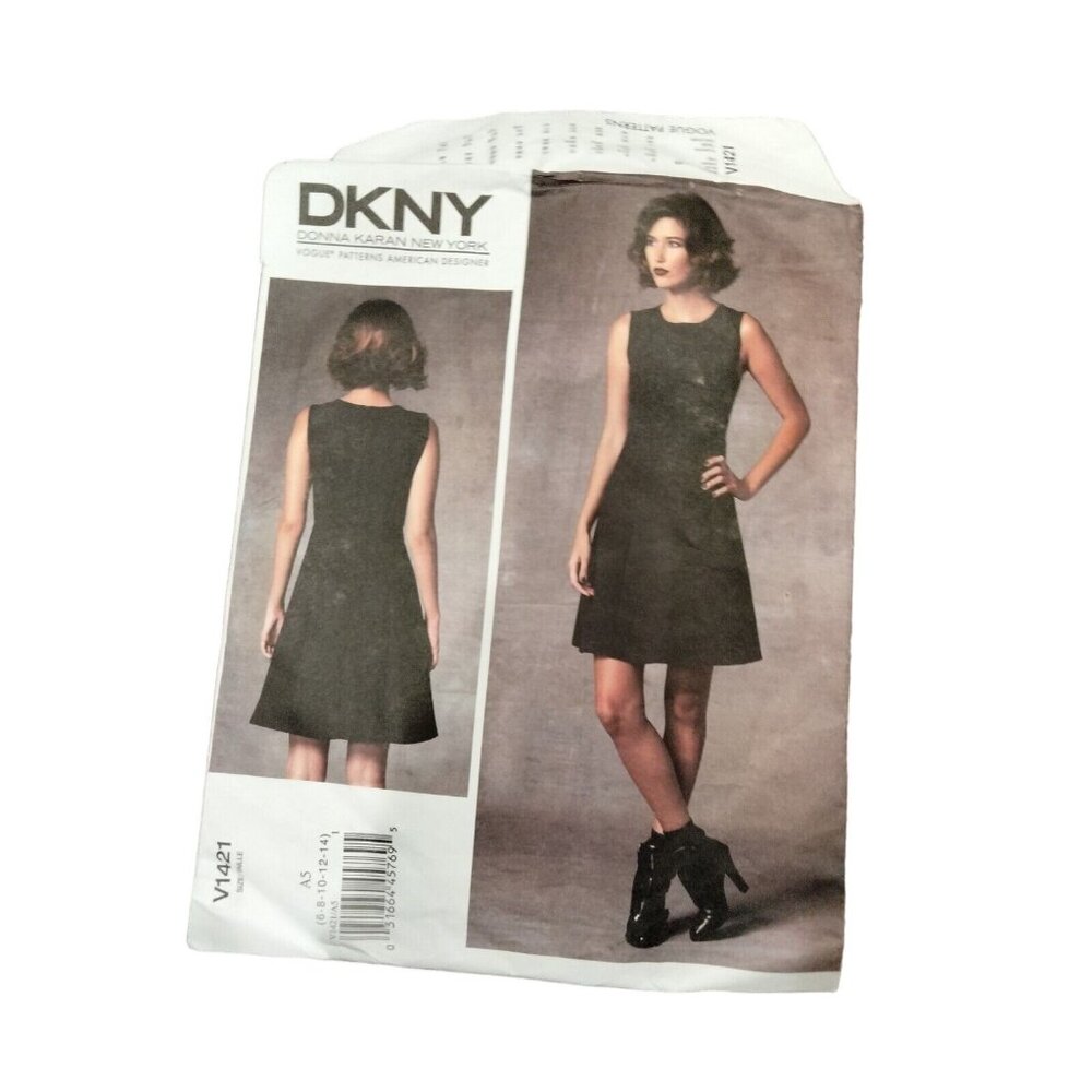 Vogue DKNY Donna Karan Sewing Pattern 1421 Sleeveless Dress Sz 6-10 CUT